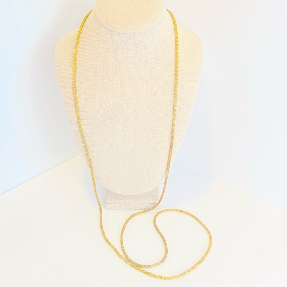 Vintage Gold Tone Long Mesh Chain Necklace‎ Retro 70s Costume Jewelry 50"